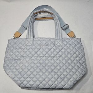 MZ Wallace Medium Metro Deluxe Tote Quilted Crossbody Bag - Light Blue